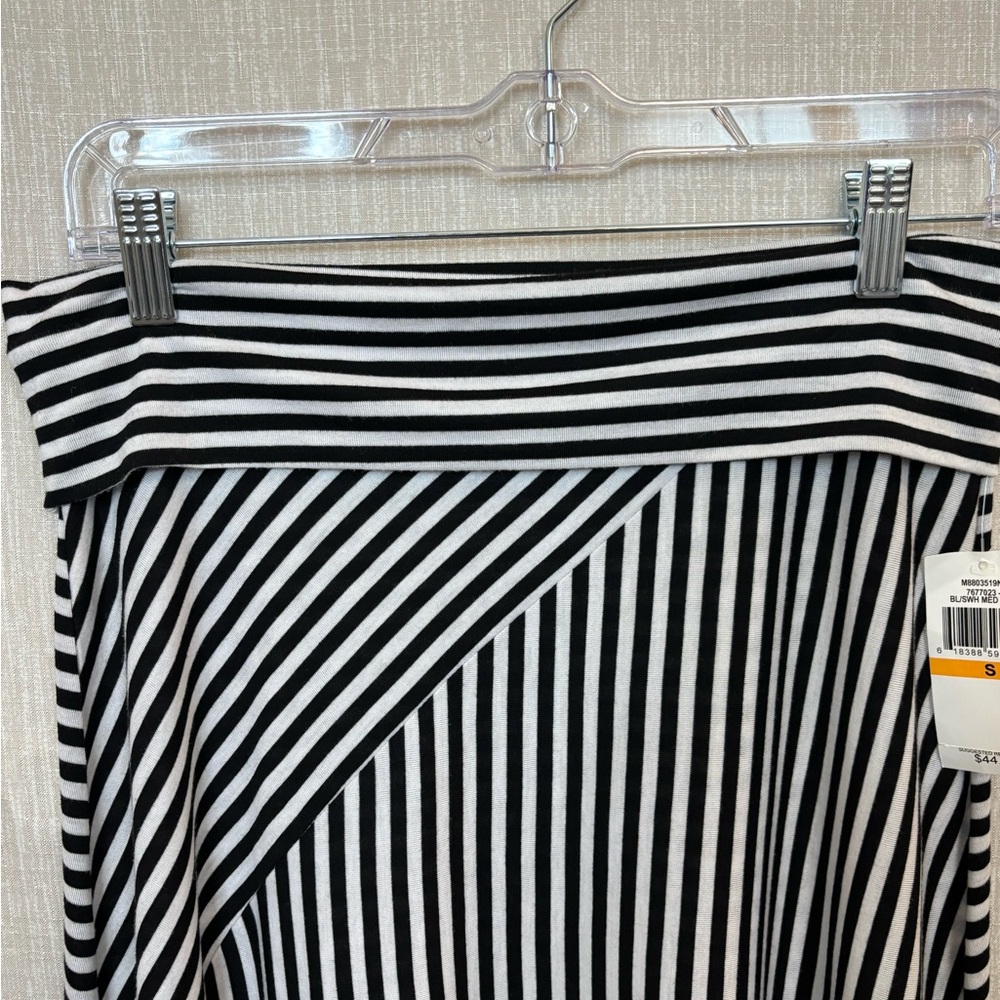 New Directions Black and White Striped Pull On Maxi Skirt Size S NWT